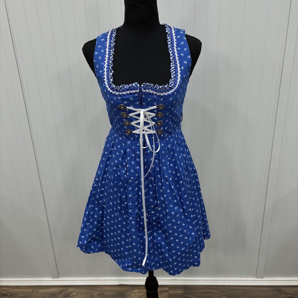 Herr und Frau Mayer Dirndl Dress US 4 / EU 34 Blue Floral German Oktoberfest